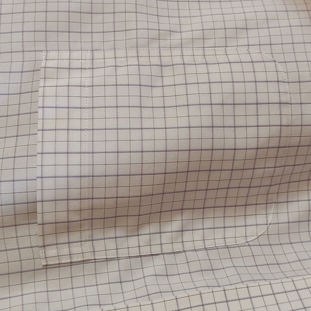 Roundtree & Yorke Gold Label Non-Iron Shirt White Blue Plaid 100% Cotton 15½/33 - Picture 4 of 12